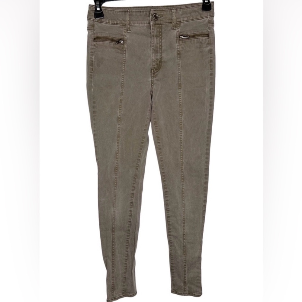 American Eagle Outfitters Olive Skinny Jeans with Front Seam Detail